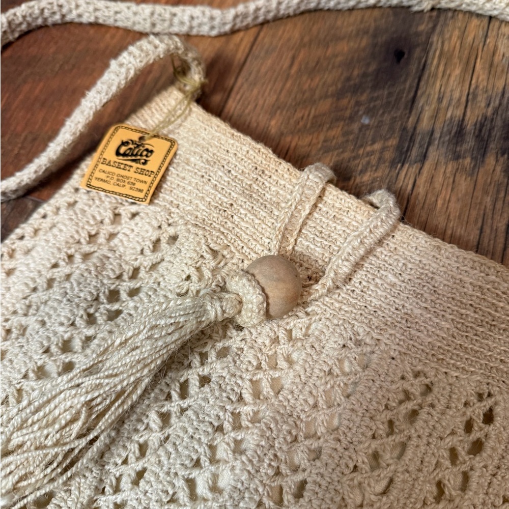 Boho , cottagecore crochet jute small shoulder bag - Picture 2 of 6
